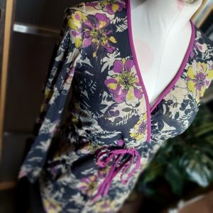 Sweat Pea Mesh Long Sleeve Drawstring Tie Waist Fairycore Y2k Floral Mesh Small